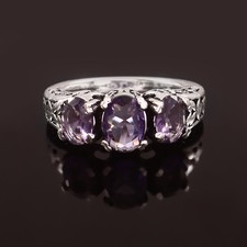 925 Sterling Silver Rose Cut Purple Amethyst Gemstone Jewelry Ring All size US 