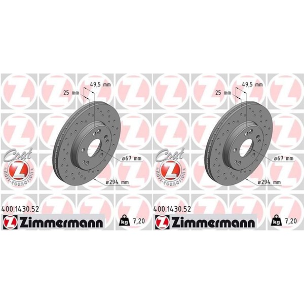 2X Zimmermann Sport Z Bremsscheiben 294Mm Gelocht InnenbelÜFtet Vorne Passend Fü-image