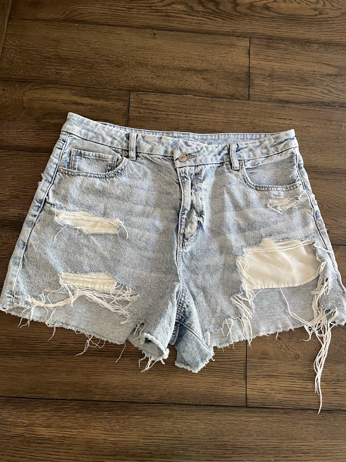American Eagle Shorts Womens Sz 16 Curvy Mom Short Stretch High Rise Distress