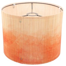 Gradient Bamboo Lamp Shade E27 Drum Pendant Light Cover for Home Décor - Orange