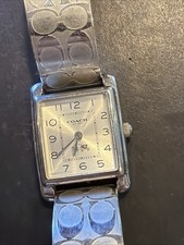AD100 Vintage 24mm Coach Tank Style Ladies Quartz Watch Swiss Untested As Is