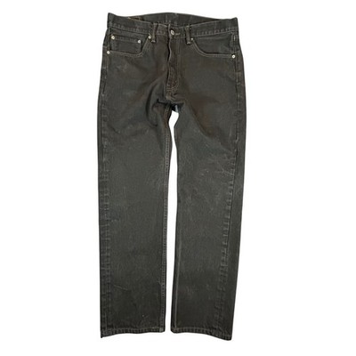 Levi Strauss 505 Mens Black Straight Leg Jeans Size 36x32 Denim Pants