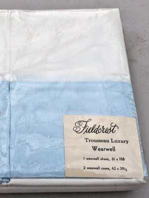 NOS Fieldcrest Bed Sheet & 2 Pillowcases Trousseaux Luxury Wearwell & Gift Box