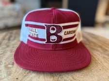 VTG Ball State Cardinals Super Stripe 80s Hat Cap Snap Back Adjustable NCAA