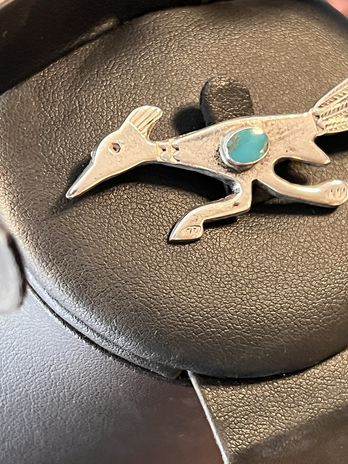 Native American Roadrunner Turquoise Vintage Broo… - image 3