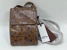 American Leather Co. Kansas Glove Leather Crossbody Nutmeg Floral