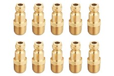Brass 1/4 Inch NPT Male Automotive Type C, Air Hose Quick Male Plug 10 Piece
