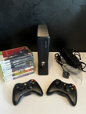 Microsoft Xbox 360 S Slim Console with 2 Controllers Black +10 Games Bundle