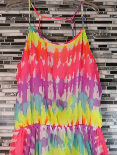Tye Dye Flowy Strappy Asymetric Sundress Girls 14/16 XL Y2k New Summer - Picture 12 of 12
