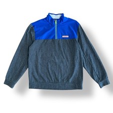 Vineyard Vines Mesh Performance Shep 1/4 Zip Pullover Men  s Size M Gray Blue