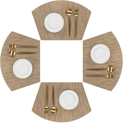 Wedge Shape Placemats Set of 4 Woven Vinyl Round Table Placemat Curved Place Mat