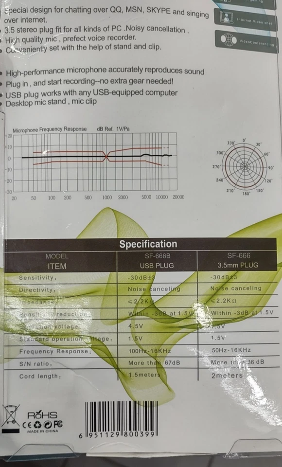 NEW! SP-666 Condenser Microphone w/ Mic Stand & 3.5mm Stereo Plug - Image 2 of 3