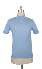 1125 Fiori Di Lusso Light Blue Cashmere Blend Polo Sweater - FL28255