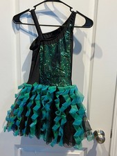 Revolution Dance costume, size Child Large, black/green/blue, used