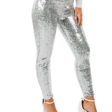 Tipsy Elves silver SEQUIN HIGH WAISTED LEGGINGS Small