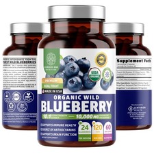 Number One Nutrition USDA Organic Wild Blueberry Extract 10:1 - 10,000 mg per Se