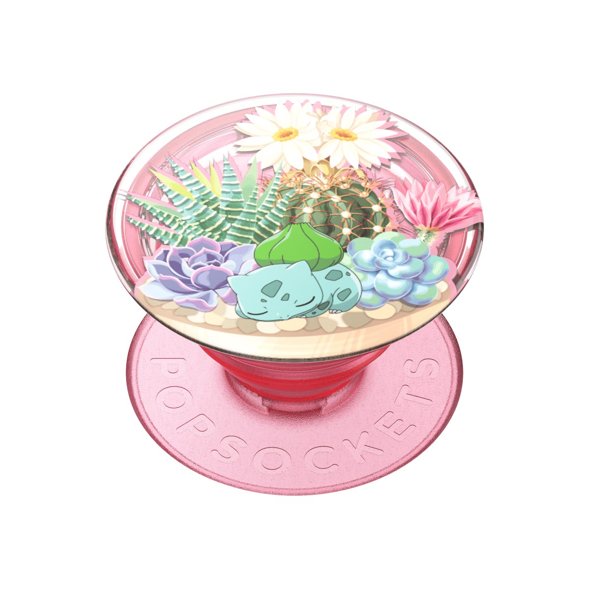 PopGrip Bulbasaur Terrarium Support Téléphone Multicolore et Poignée Amovible pour Écran
