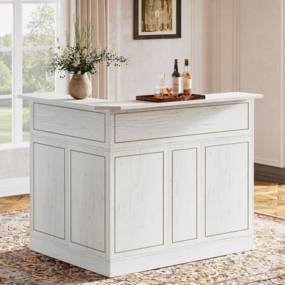 #ad #ad L Shaped Home Bar Table 4 Tier Corner Bar Cabinet Office Reception Desk White $239.98