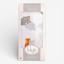 Lulujo Baby Swaddle Blanket Forest Friends 100 Cotton Muslin Wrap 47x47"
