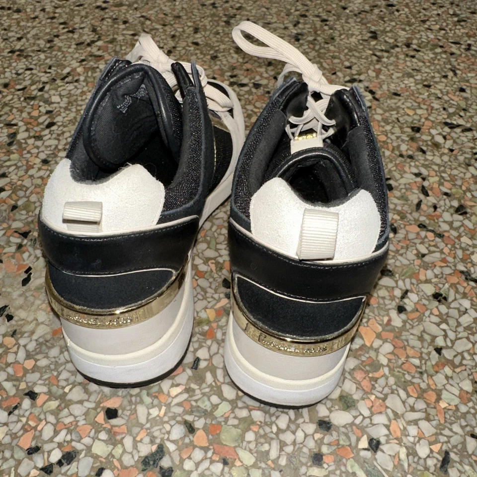 Michael Kors Womens Black Georgie Trainer Sneakers Size 9M Leather Wedge - Image 4 of 4