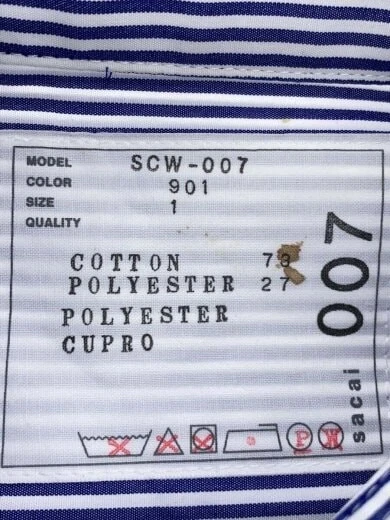 abito sacai camicia 1 cotone BLU strighe scw 007 vestito popeline di cotone