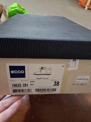 ECCO SOFT COOL Womens Size 38 Shoes Black HIGH TOP LACE UP CASUAL BOOTS NOS