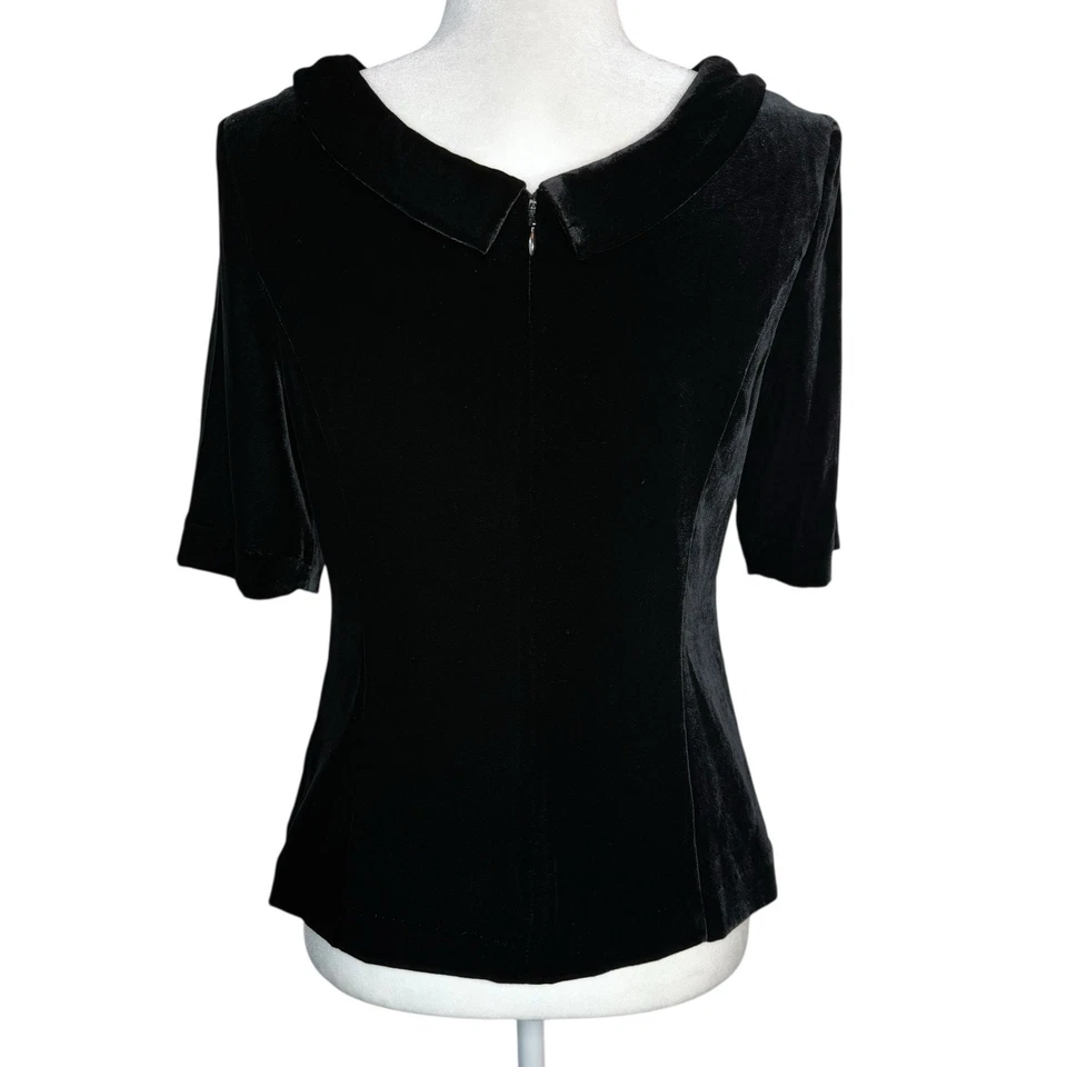 Blusa Boden Martha Top Terciopelo Seda Negra Media Manga Talla 4 Formal Informal Nueva sin Etiquetas Foto 4 de 4