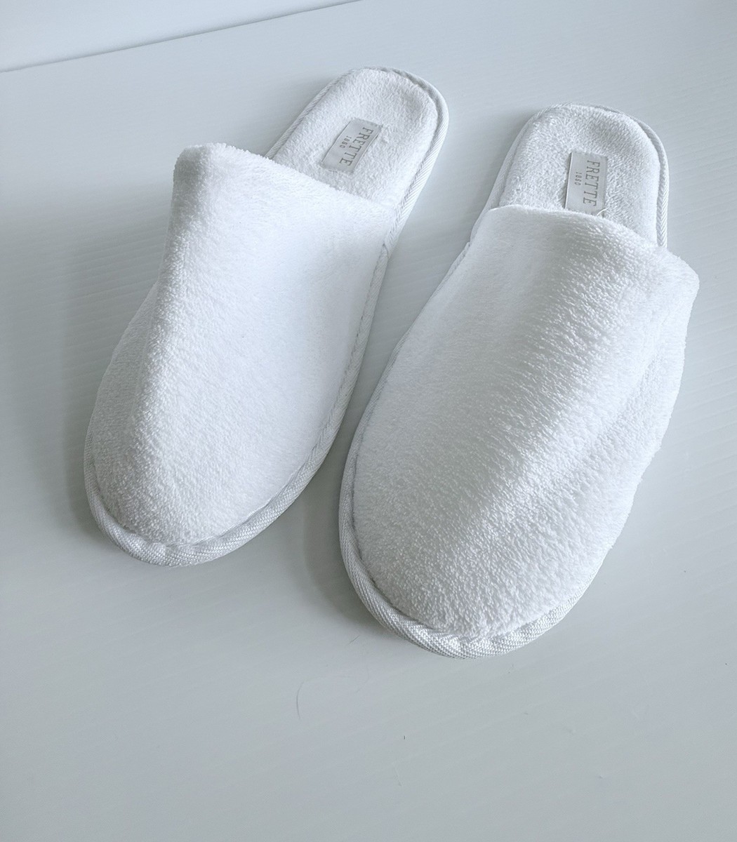 Luxury Frette 1860 White Terry Cloth Hotel Spa Bath Slippers New