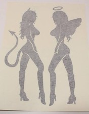029 Car Body Cutting Sticker Devil and Angel White Black