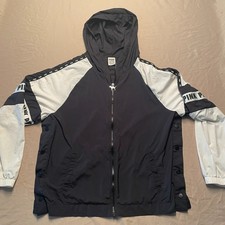 Victoria s Secret Pink Black White Windbreaker Button Full Zip Jacket XS Small
