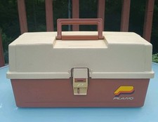 Vintage Plano 3 Tray Tackle Box 6303 Brown an...