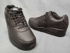 Nike Air Max 90 LTR GS Triple Black Leather Sneakers Boys Size 4 NEW NO BOX