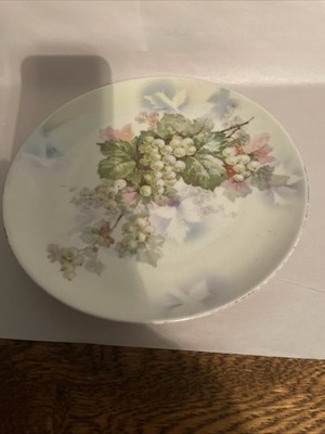 Vintage Hand Painted 8'' Decorative Plate Three Crown Germany Grapes And Leaves