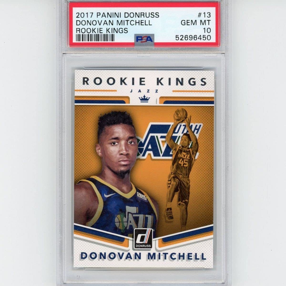 Graded 2017-18 Panini Donruss DONOVAN MITCHELL #13 Rookie Kings RC Card PSA 10