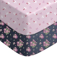 Baby Crib Sheets Fitted Boys Girls Microfiber Pink Cherry 28x52x8 In 2 Pack