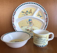 1994 Mary Engelbreit 3 Piece Melamine Baby's First Dishes Manners Charp nte