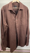 Van Heusen Men  s Soft Suede Long Sleeve Brown Shirt Size 16 - 16 1/2