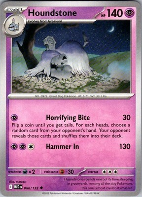 Houndstone Mega Evolution 066/132 Uncommon Pokemon Near Mint