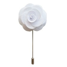 Men's Lapel Flower Stick Brooch Pin Boutonniere for Suit Tuxedo Corsage White