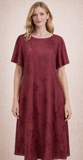 Ann Taylor Women’s 18 Midi Dress Flutter Sleeve Fit Flare Jacquard Floral Work