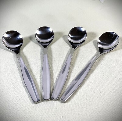 WMF Cromargan ''Frankfurt'' Set of 4 Demitasse Spoons German Stainless 4.6'' EUC