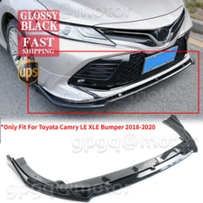 For Toyota Camry LE XLE 2018-2020 Gloss Black V2 Style Front Bumper Lip Splitter