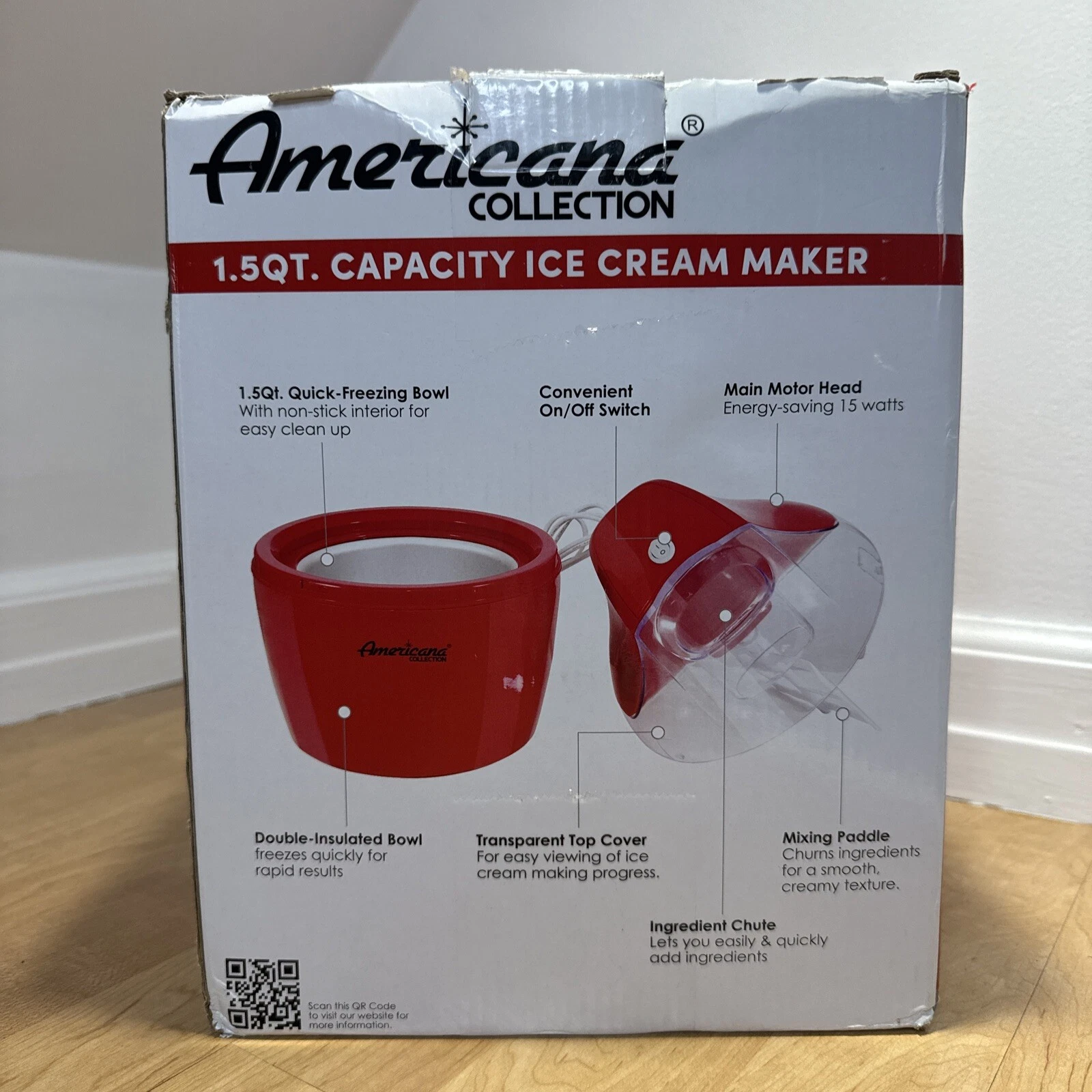 Americana Collection 1.5QT. Capacity Ice Cream Maker.