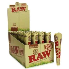 🔥 RAW ORGANIC  1 1/4 CONES 😎 1 1/4 SIZE 🌟 32 PACKS 💥 6 CONES PER PACK