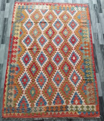 Klassischer handgefertigter afghanischer/türkischer Kelim Teppich, Azteken Wolle Vorleger, Größe 245x174 CM