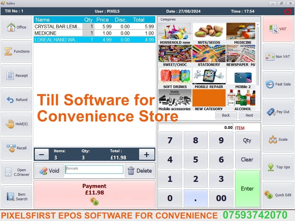PIXELS FIRST EPOS Software for Convenience Store | Retail POS System | No Monthly Fee