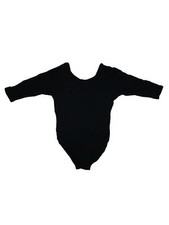 Girl Pony Express Creations Solid Black Long-Sleeved Dance Leotard Size Small