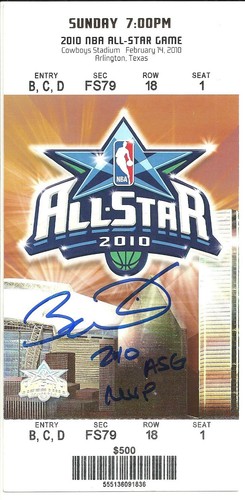 Dwyane Wade Autographed 2010 NBA All Star Game Ticket w MVP Insc Heat ! Fanatics - Afbeelding 1 van 2