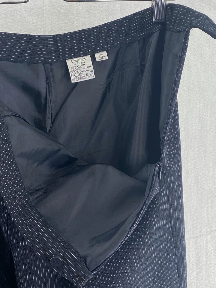 Pantalones Le Suit 16P Negro Azul Blanco Rayas (36x29) Usados en Excelente Condición (W5335-A2) Foto 3 de 4