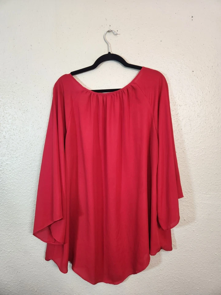 Женская блузка с длинным рукавом Avenue однотонная красная с пролитым v-образным вырезом размер 22/24 - Изображение 2 из 4